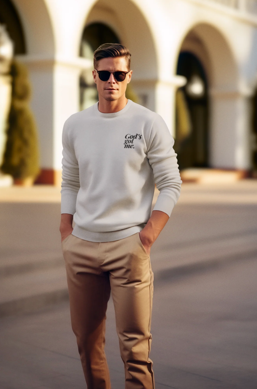 God's Got Me Crewneck (Bone)