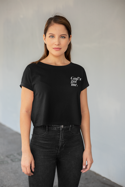 God's Got Me Crop Tee Black